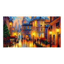 Vintage Holiday art antigo Poster colorido