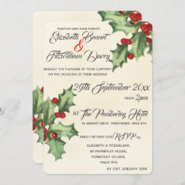 Vintage Holly Wedding Convite