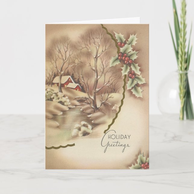 Vintage Home No Cartão De Natal (Frente)