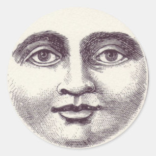 Vintage homem no adesivo da lua