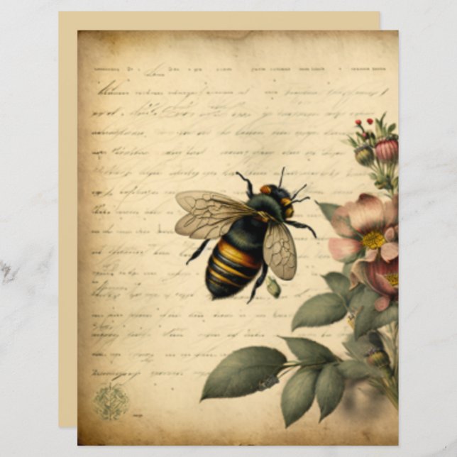 Vintage Honey Bee floral (Frente/Verso)