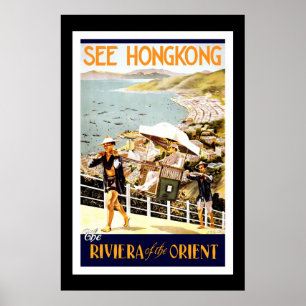 Vintage Hong Kong Oriente do poster de viagens