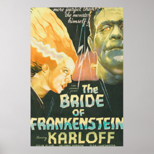 Vintage Horror Movie Poster - Noiva de Frankenstei