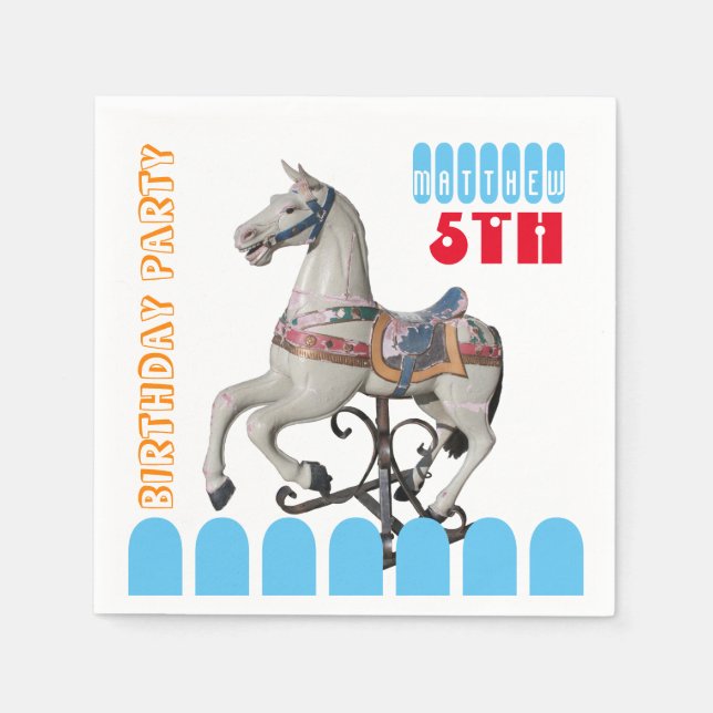 Vintage Horse Carousel 5 papel guardanapos (Frente)