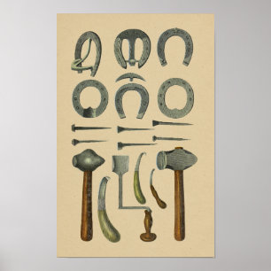 Vintage Horse Shoe Farrier Tools 1898 Impressão