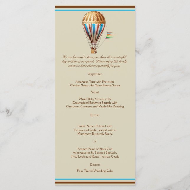 Vintage Hot Air Balon Weding Menu (Frente)