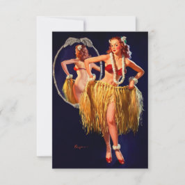 Vintage Hula Hawaiian Pin UP Girl