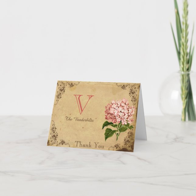 Vintage Hydrangea Casamento Agradecimento (Frente)