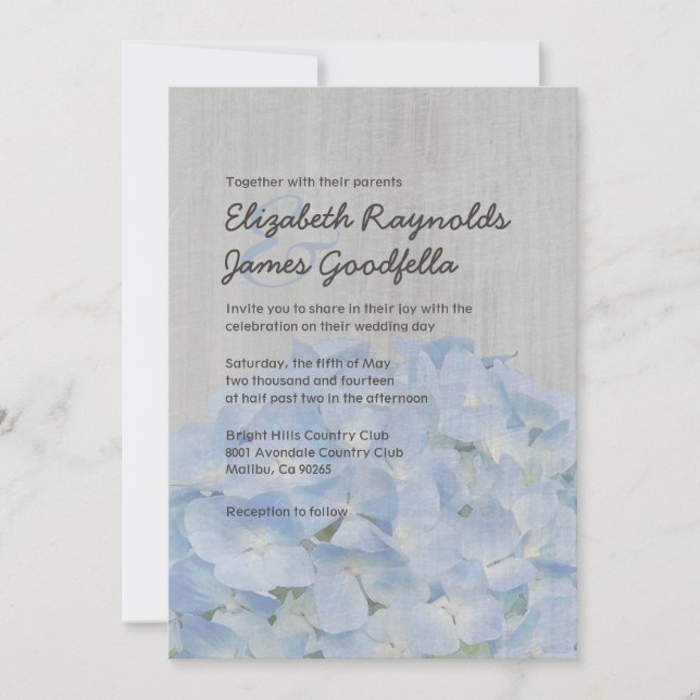 Vintage Hydrangea Convites De Casamento (Frente)