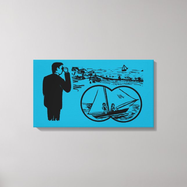 VINTAGE Illustração Binoculares Canvas de veleiro (Frente)