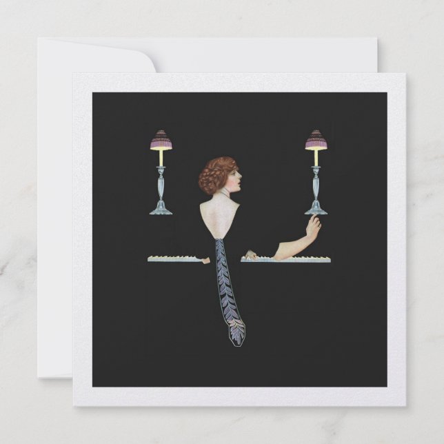 Vintage Illustrage Girl Tocando Piano (Frente)