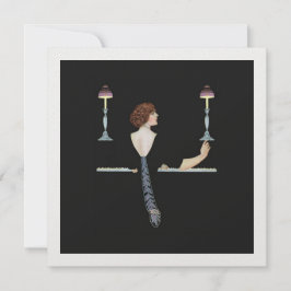 Vintage Illustrage Girl Tocando Piano