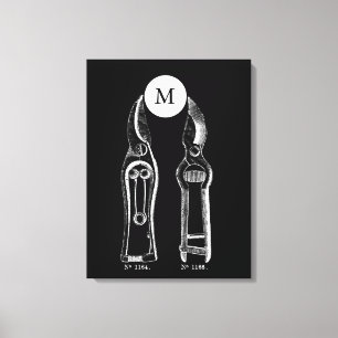 VINTAGE ILLUSTRATION Pruners Monograma B Canvas