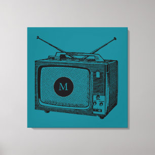 Vintage Illustration Televisor Monographic Canvas