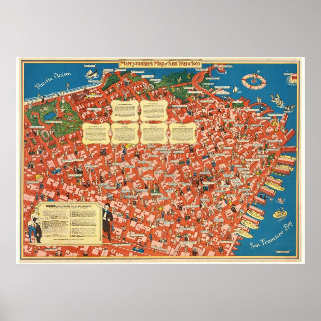 Vintage Ilustrated San Francisco Map Poster 1940 (Frente)