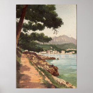 Vintage image from Menton, France impressão