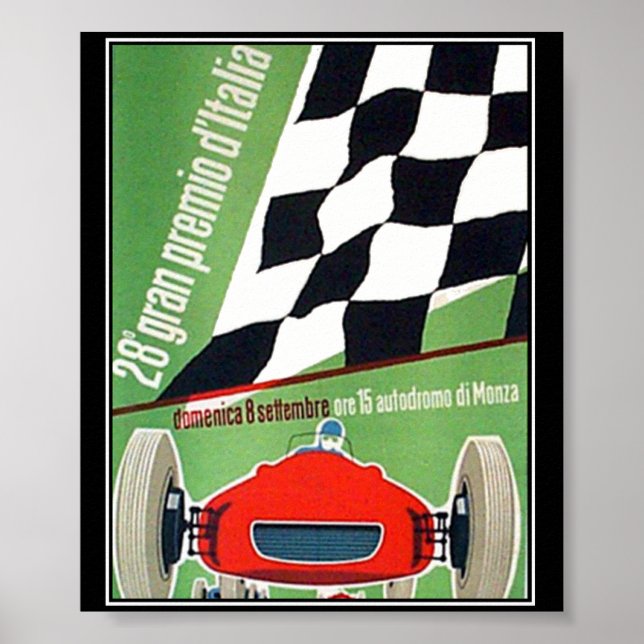 vintage Impressão Poster Carro Race Itália Monza (Frente)