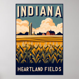 Vintage Indiana Fazenda Landscape Poster