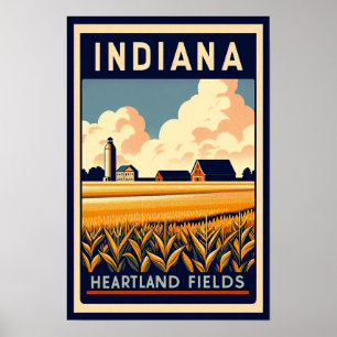 Vintage Indiana Fazenda Landscape Poster