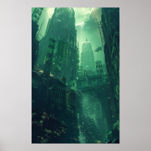 Vintage Industrial Cityscape Poster