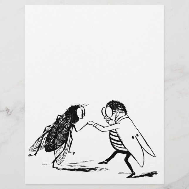 Vintage Insetos Dançando; Mosca Azul (Frente)