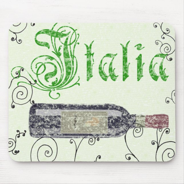 Vintage italiano Mousepad da garrafa de vinho (Frente)