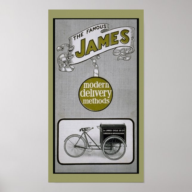 Vintage James 1913 Delivery Bicycle Poster (Frente)