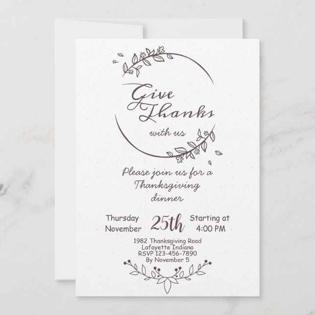 Vintage Janto de Ação de Graças Convite (Frente)