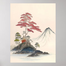 Vintage Japonês Landscape Art Impressão