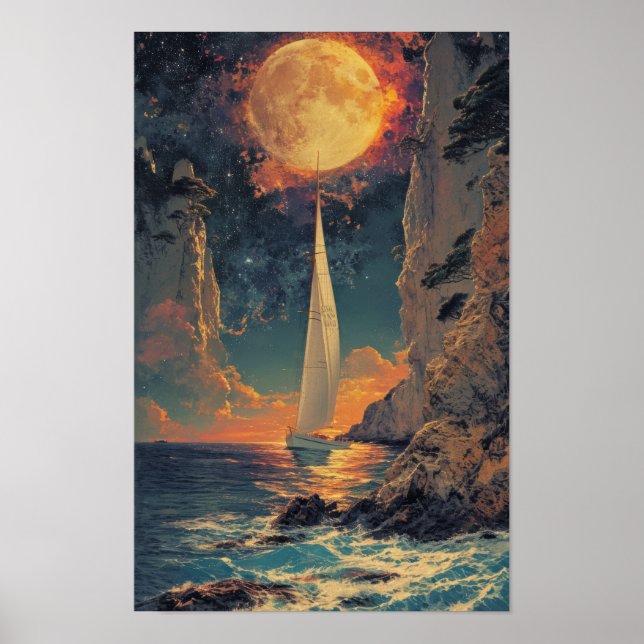 Vintage Japonês Sailing Boat Poster (Frente)