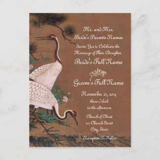 Vintage Japoneses Cranes Convites De Casamento