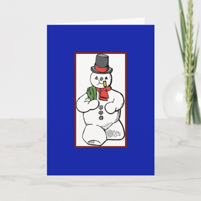 Vintage Jaunty Snowman - Um Cartão de Natal (Frente)