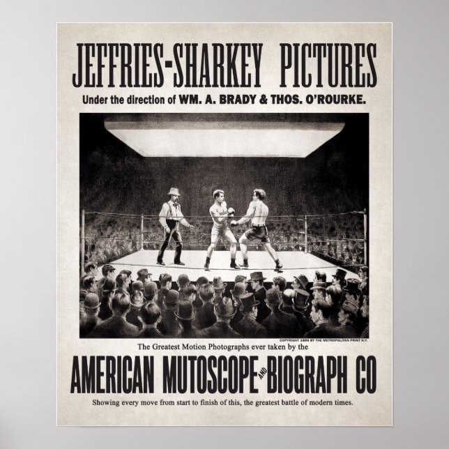 Vintage Jeffries vs Sharkey Ad Poster (Frente)