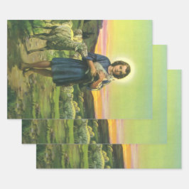 Vintage Jesus Cristo o Pastor com Carneiro