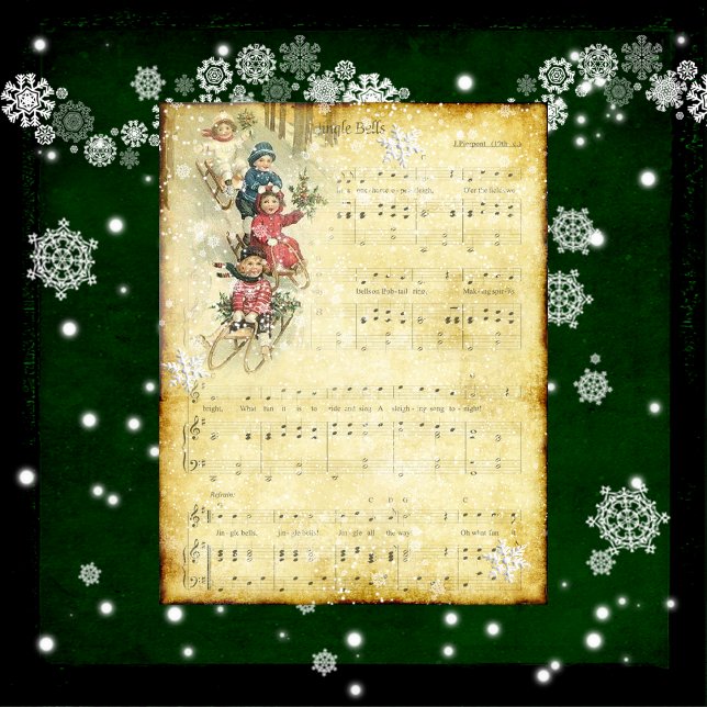 Vintage Jingle Bells - Papel Escrapbook (Vintage Jingle Bells Scrapbook Paper)