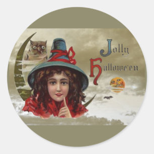 Vintage Jolly Halloween - Adesivo de Bruxa