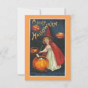 Vintage Jolly Halloween Witch e Pumpkins