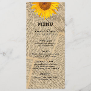 Vintage Jornal Country Sunflower Weddom Menu