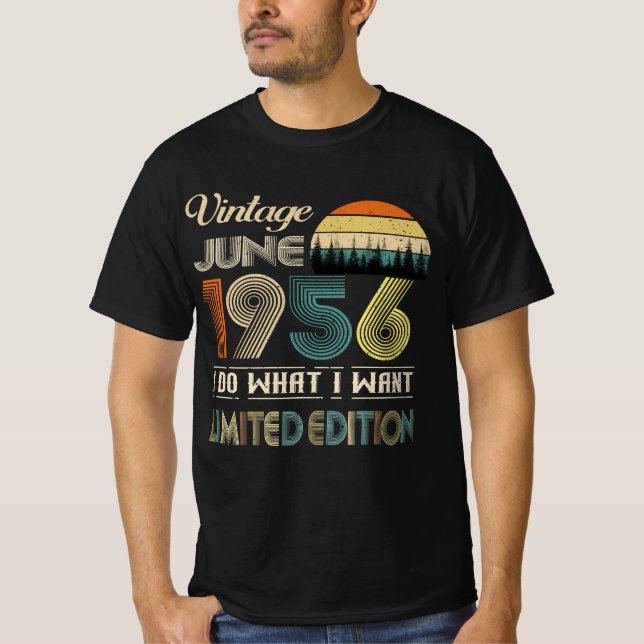 Vintage June 1956 T-Shirt - Retro Style Birthday (Frente)