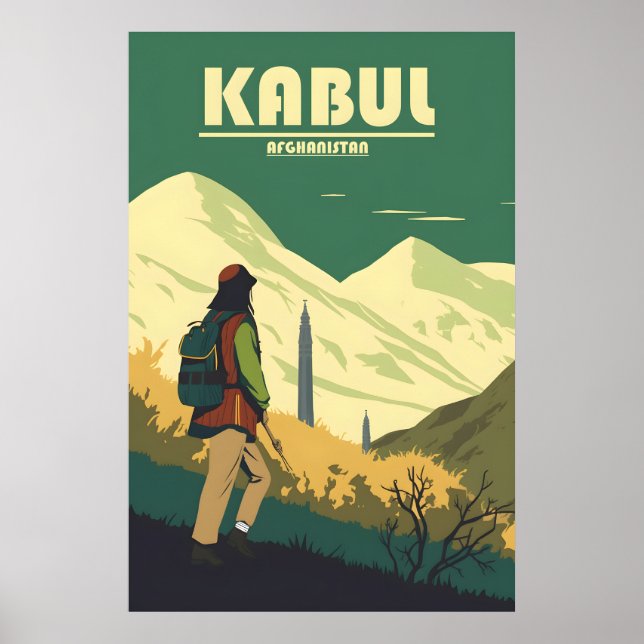 Vintage Kabul, Poster de viagens do Afeganistão (Frente)