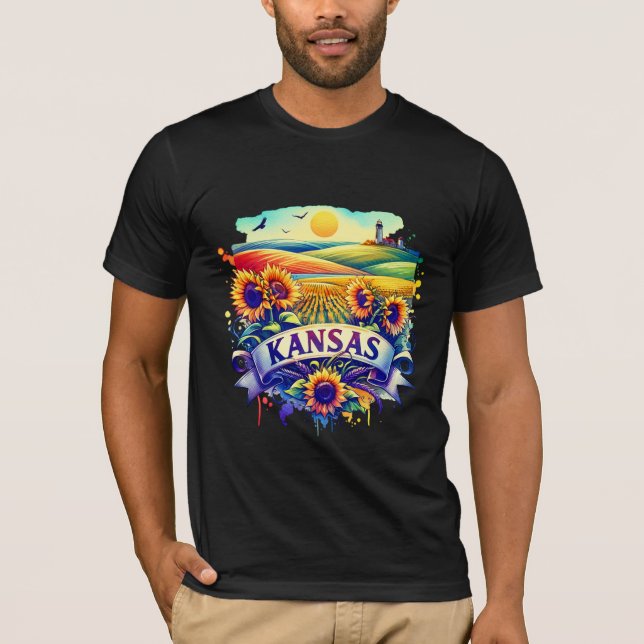 Vintage Kansas Map T-Shirts – Retro us state (Frente)