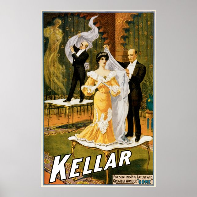 Vintage Kellar Maior Poster de "Desaparecido" (Frente)