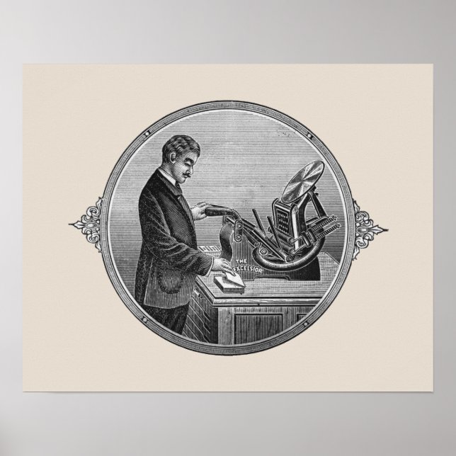 Vintage Kelsey letterpress press press poster (Frente)