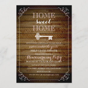 Vintage Key Wood Look House Convite