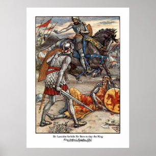 Vintage King Arthur & Sir Lancelot Art Poster