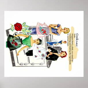 Vintage Kitchen poster com fogão e avental