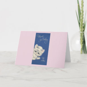 Vintage Kitten - Cartão de Aniversário Belado
