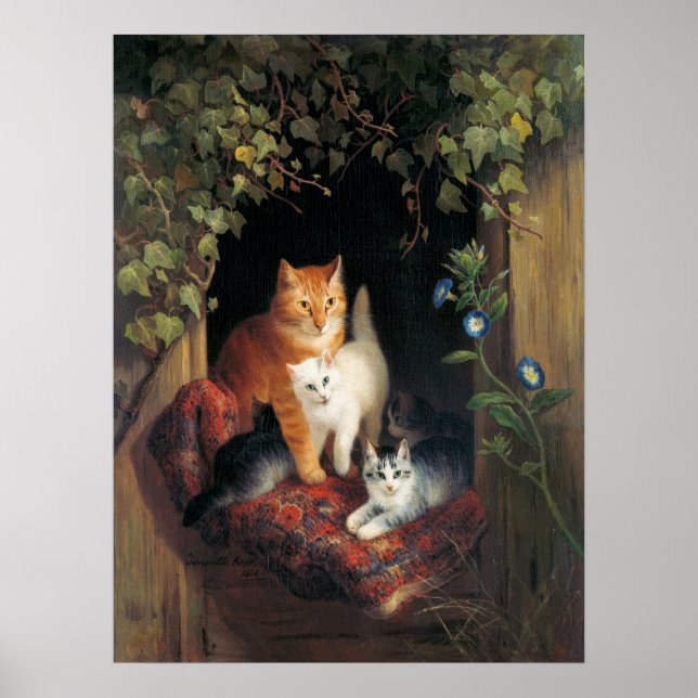 Vintage Kittens Painting Poster (Frente)