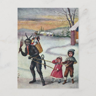 Vintage Krampus Tomando Filhos Cartão Postal