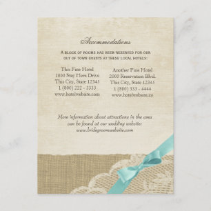 Vintage Lace, Arco Aqua e Cartão de Informações Bu